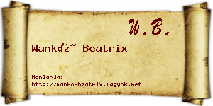 Wankó Beatrix névjegykártya